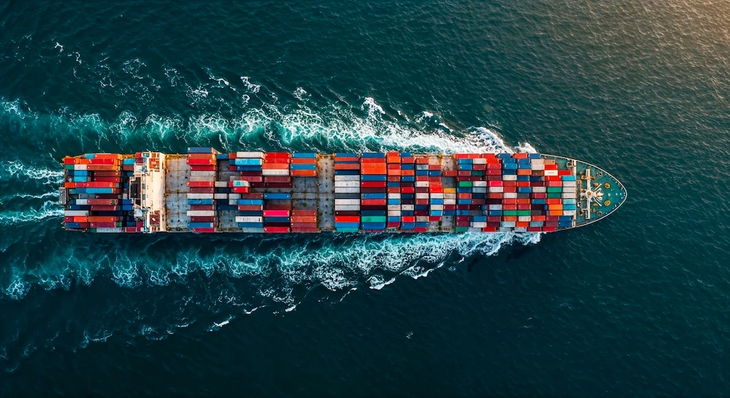 Cargo ship at sea