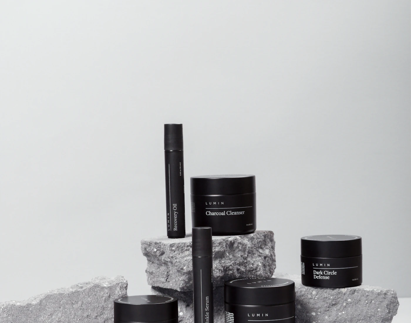 Premium skin-care collection in a minimal studio setting
