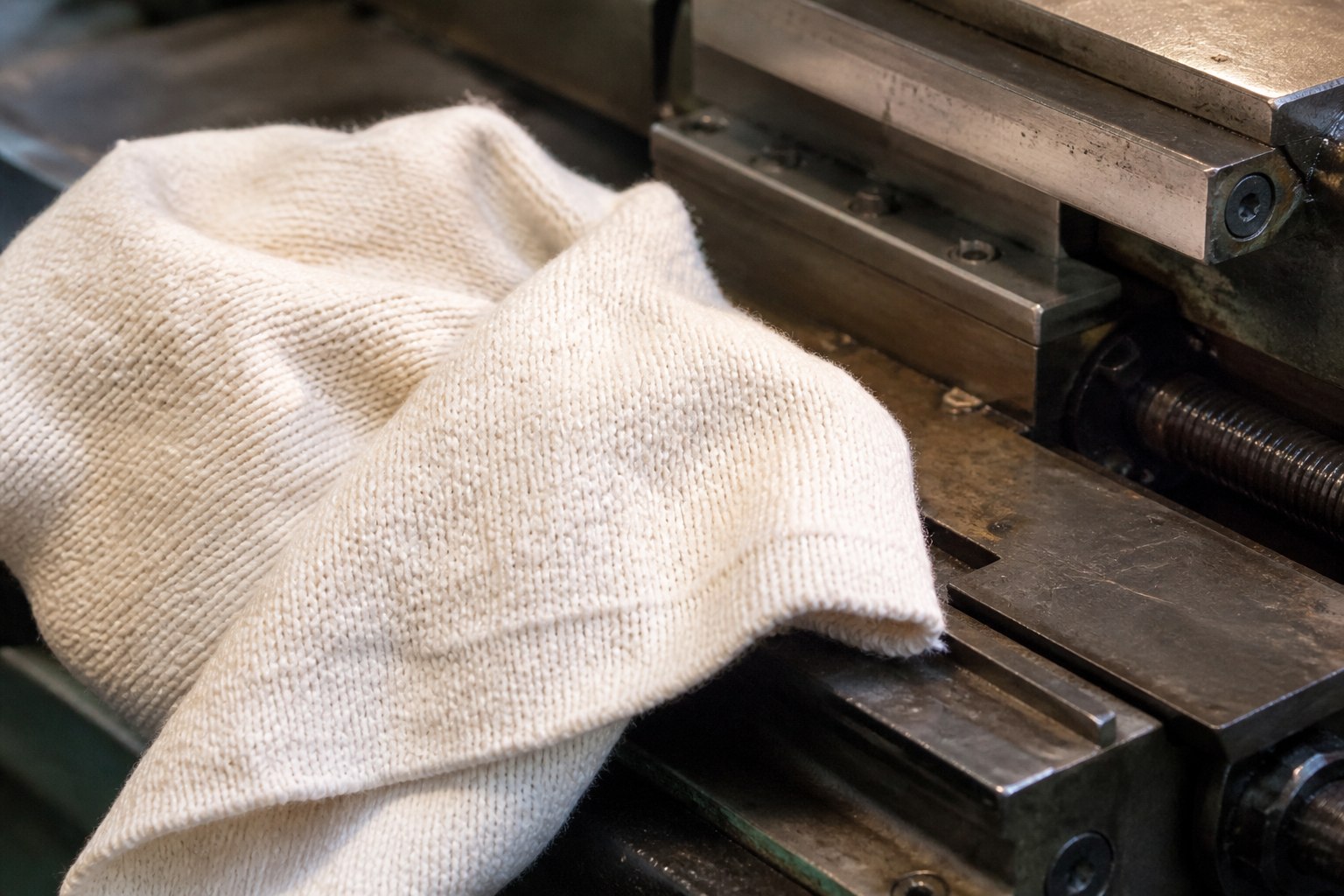 Macro knitted cotton texture with a subtle manufacturing environment