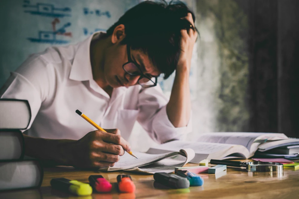 Student preparing for exams
