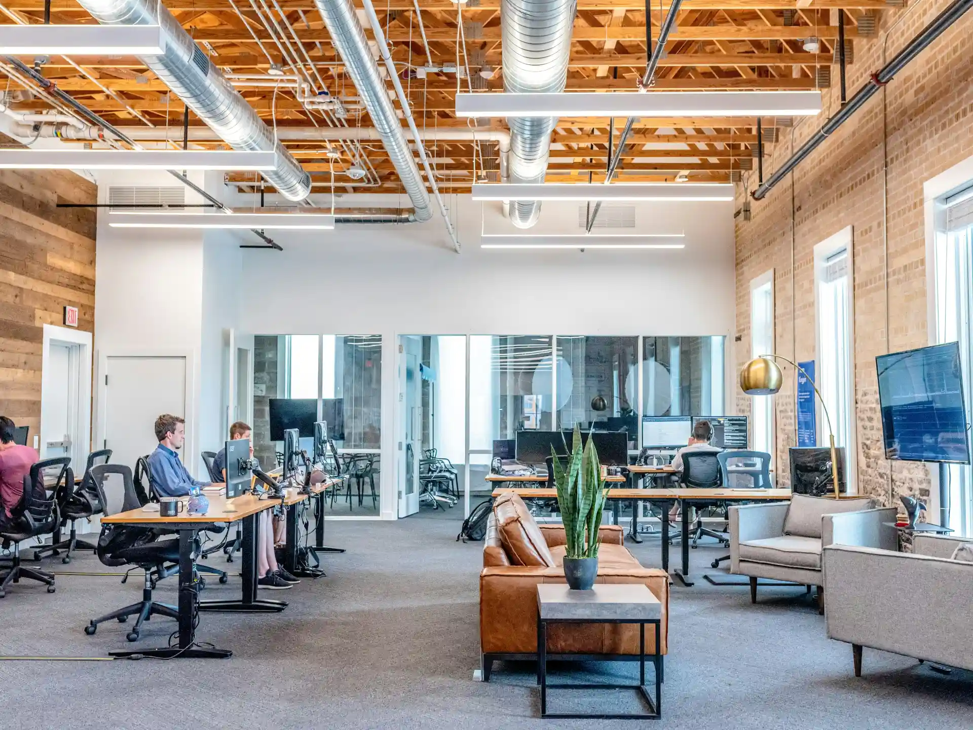 Professionals working in a modern open office